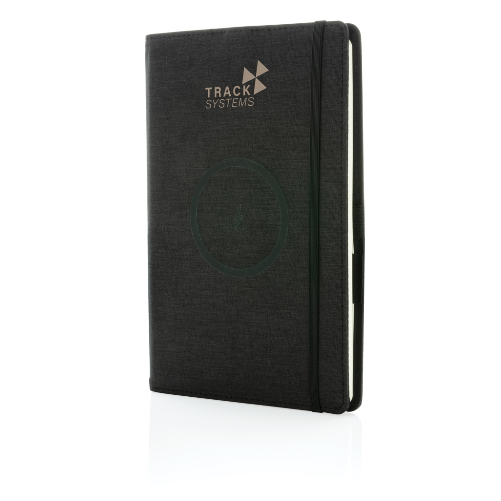 Monroe RPET A5 notitieboek (navulbaar) met draadloos opladen
