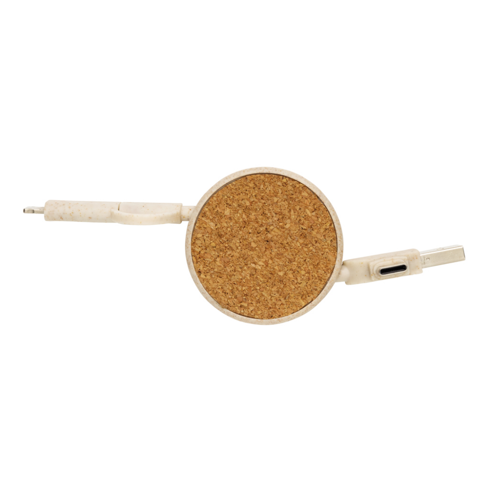 Cork and Wheat 6-in-1 retractable cable, brown
