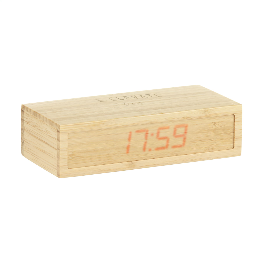 Pulse Bamboo Alarm Clock met draadloze oplader