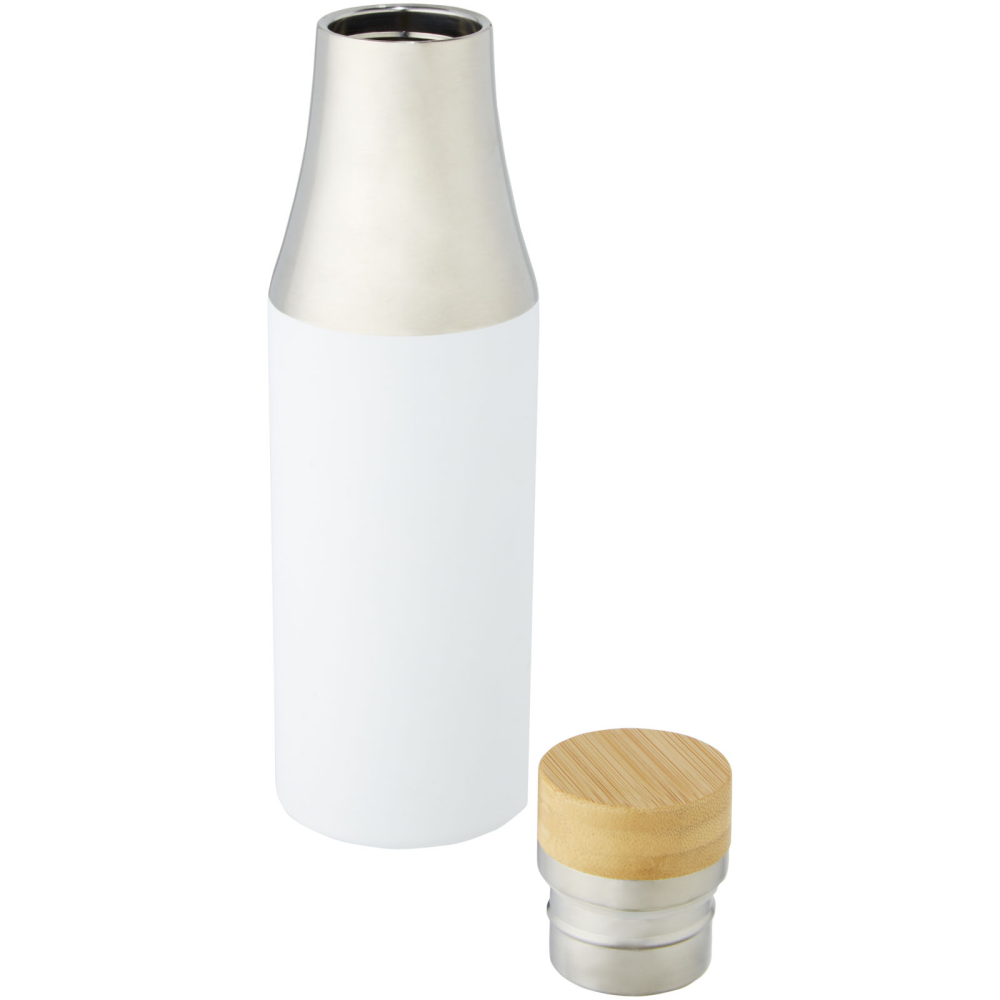Mulan koperen vacuüm geïsoleerde roestvrijstalen fles van 540 ml met bamboe deksel