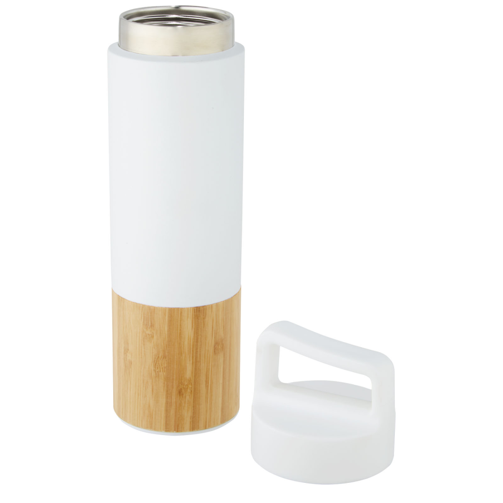Fizz koperen vacuüm geïsoleerde roestvrijstalen fles van 540 ml met bamboe buitenwand