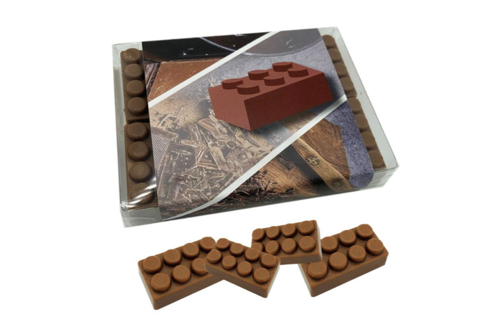 Doosje met 10 chocolade bouwblokjes