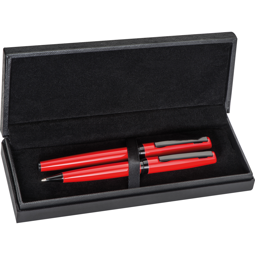 Ryan metalen pennenset in rood-zwart